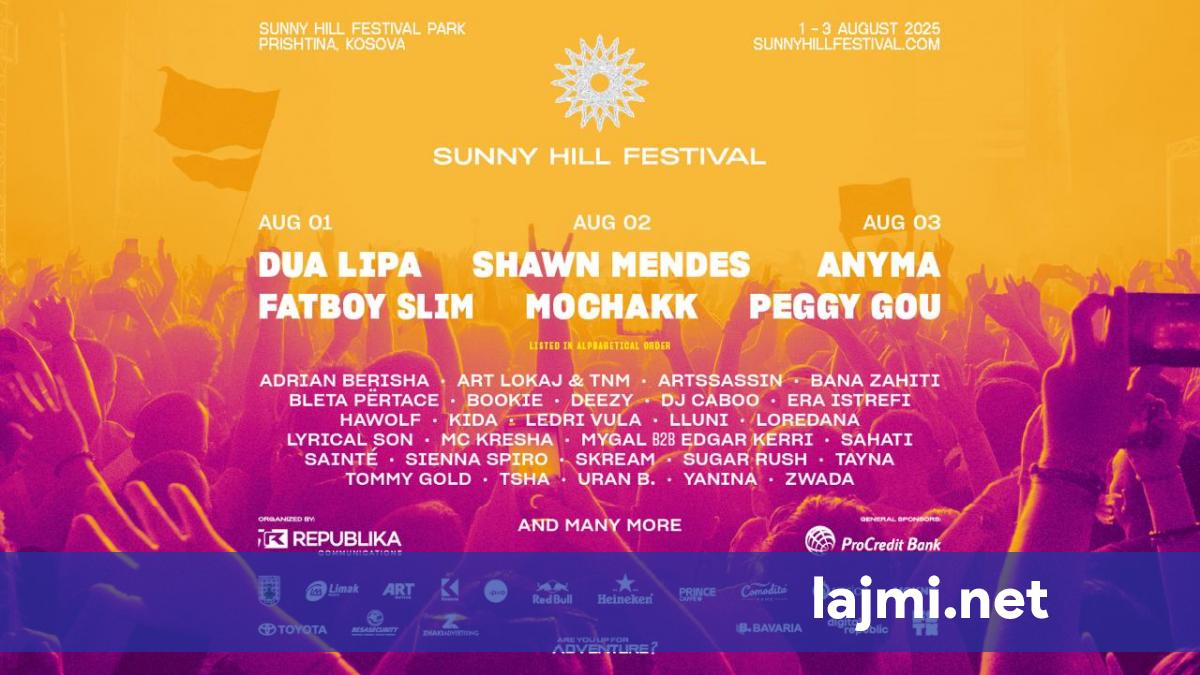 Sunny Hill 2025: Dua Lipa, Shawn Mendes, Anyma, Peggy Gou, Mochakk, Fatboy Slim dhe yje të tjerë pushtojnë Prishtinën!