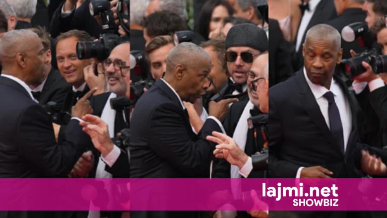 Denzel Washington mori vëmendjen në Kanë, teksa shihet në një moment tensioni me një fotograf