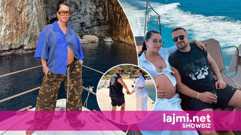 Dafina Zeqiri pozon me barkun e rrumbullakosur në jaht, shijon bukuritë e Karaburunit me bashkëshortin
