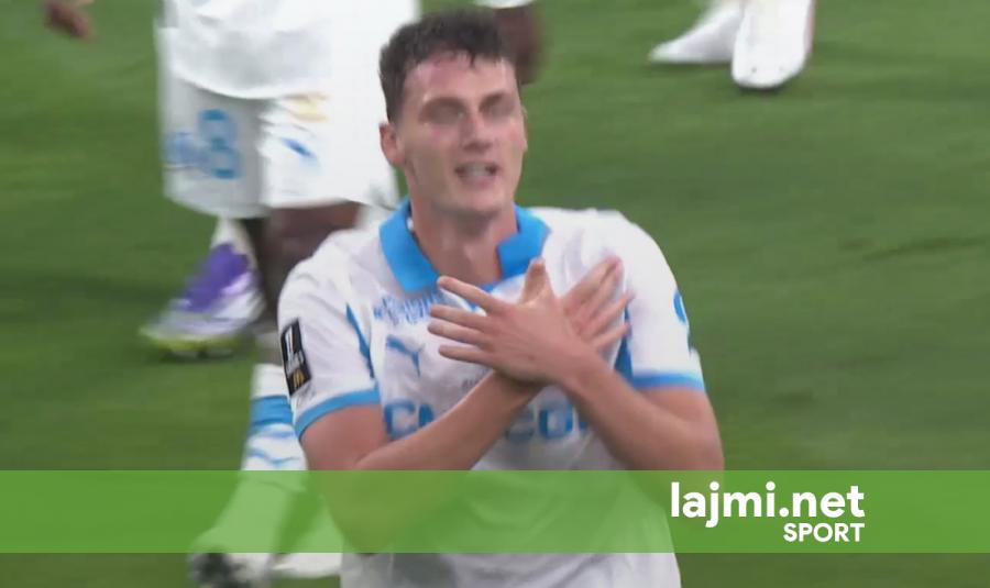 Pavard debuton me gol te Marseja  feston me  Shqiponjë  për të përshëndetur bashkëshorten shqiptare
