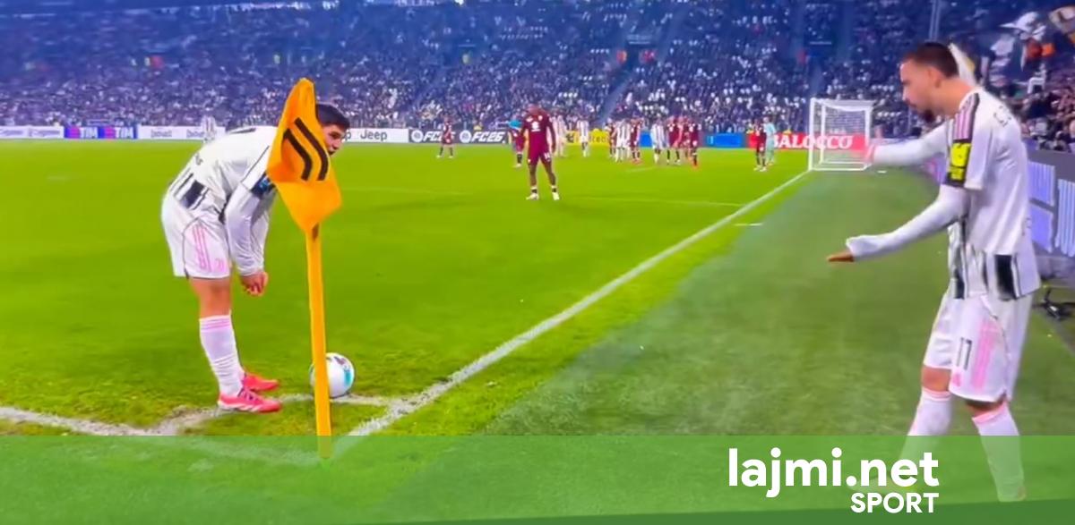 Momenti kur Zhegrova dhe lojtari malazes po  shtyheshin  për një korner