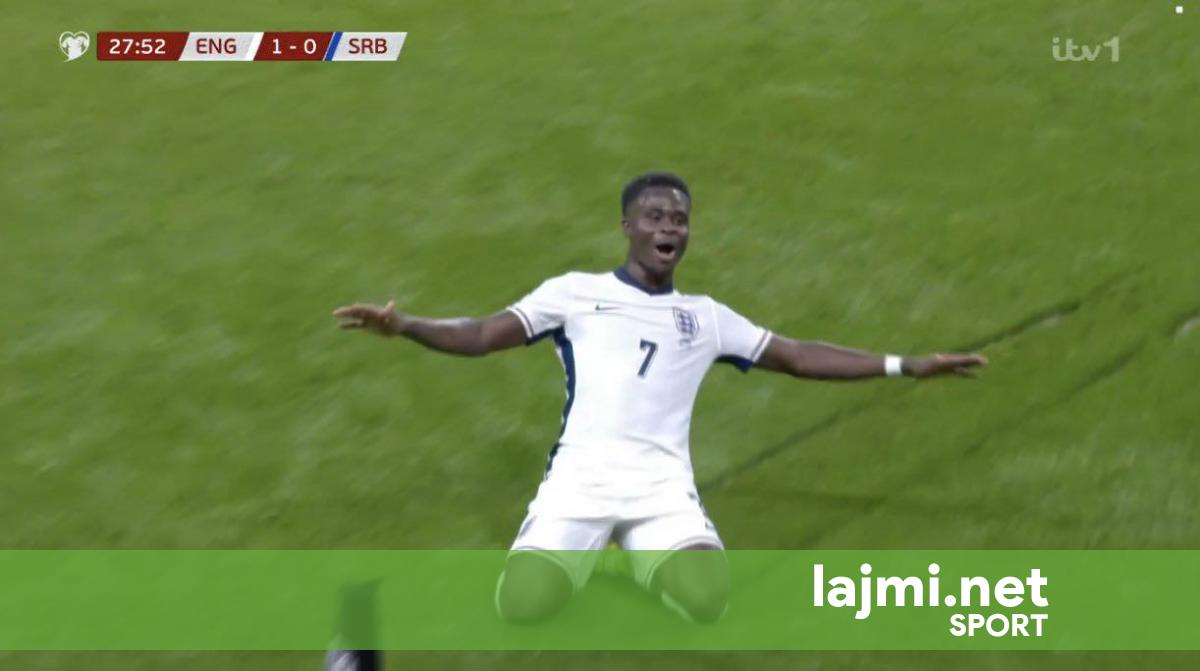 Anglia fillon  bombardimin  e shpresave të Serbisë për kualifikim në Botërorin 2026   Saka shënon gol të bukur