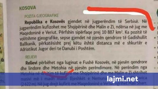 Kosovës iu referua si  Metohia   VLEN  Korrigjohen gabimet në librin e Gjeografisë