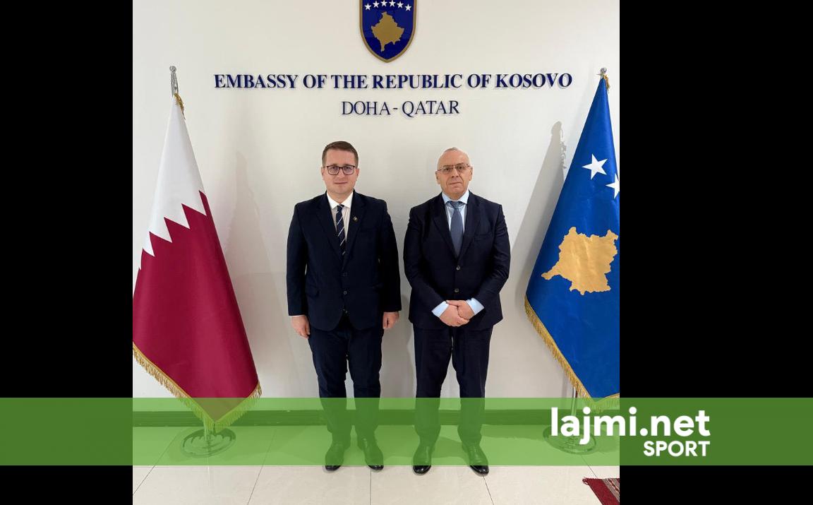 Ademi takohet me ambasadorin e Kosovës në Katar  Bashkëpunimi me institucionet tona dhe lidhjet ndërkombëtare  janë çelsi për zhvillimin e futbollit tonë