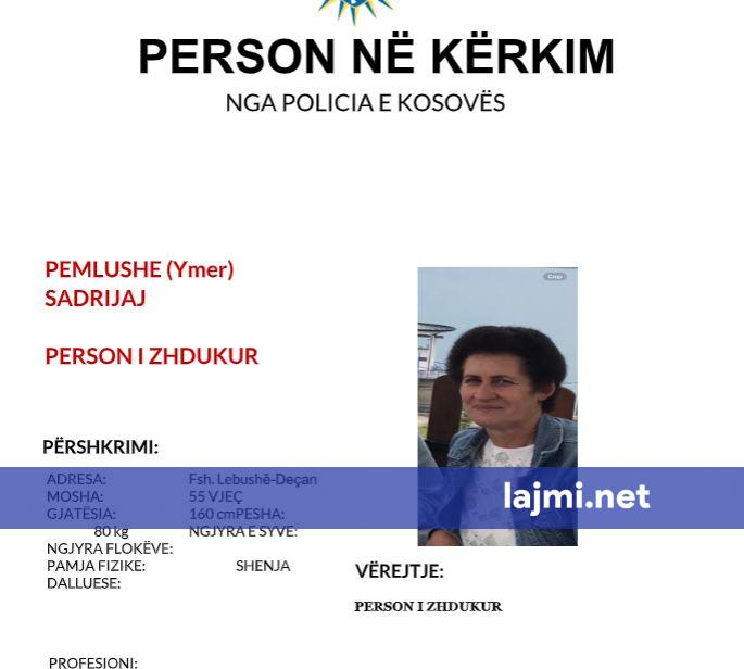 Policia kërkon ndihmën e qytetarëve për gjetjen e një personi të zhdukur