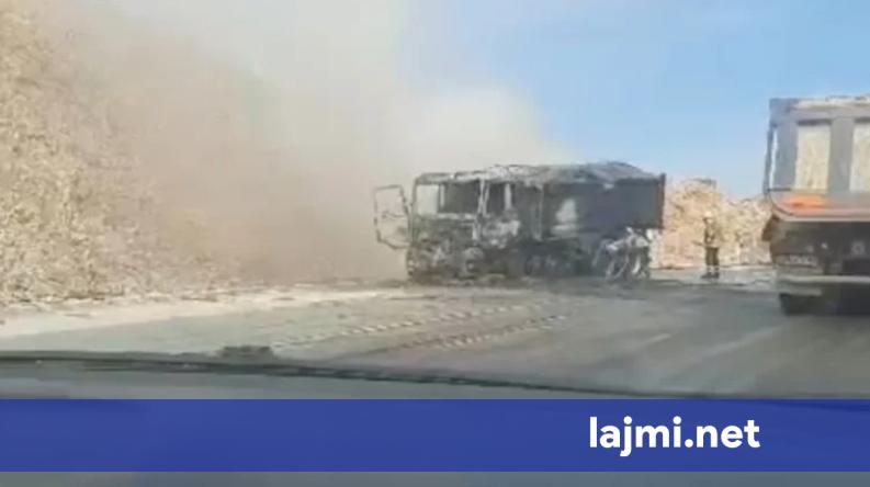 Digjet një kamion në Bypass in e Vlorës  shpëton pa lëndime drejtuesi i mjetit