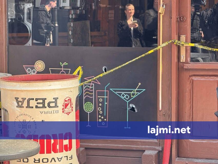 Pamje nga lokali ku ndodhi vrasja në Gjakovë  shihen shenjat e plumbave