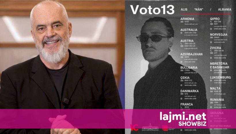 Rama thirrje për mbështetjen e Shqipërisë  VOTO 13 për Alis 
