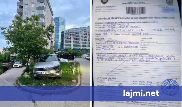 Inspektorati i Kryeqytetit gjobt me 100 euro shoferin që ishte parkuar në zonë të gjelbëruar