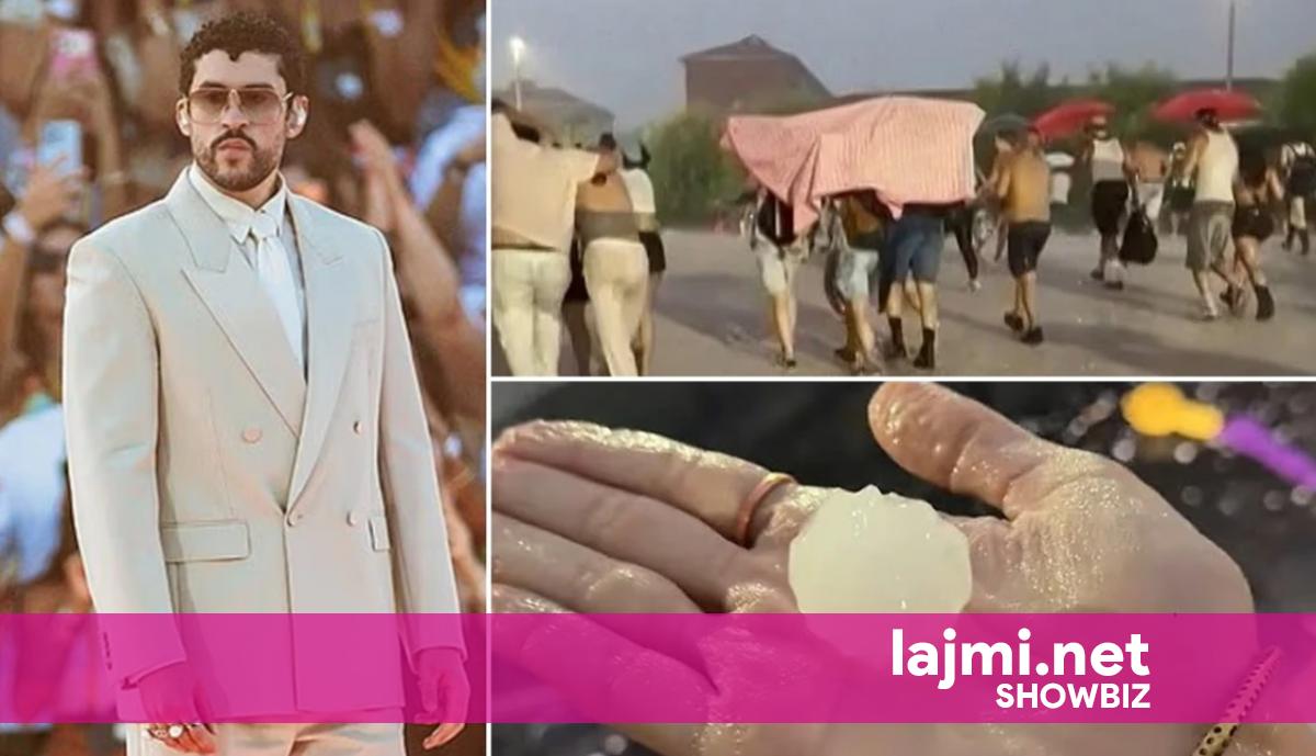 Koncerti i Bad Bunny t përfundon në kaos në Milano  80 mijë persona evakuohen pas reshjeve të breshërit  fansat pësojnë lëndime në kokë