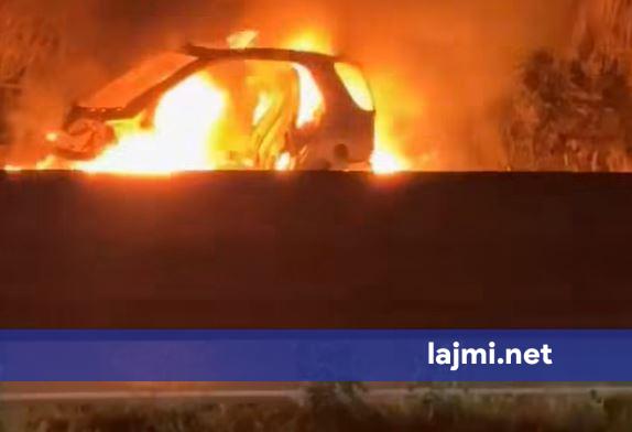 Digjet një veturë në autostradën  Ibrahim Rugova 