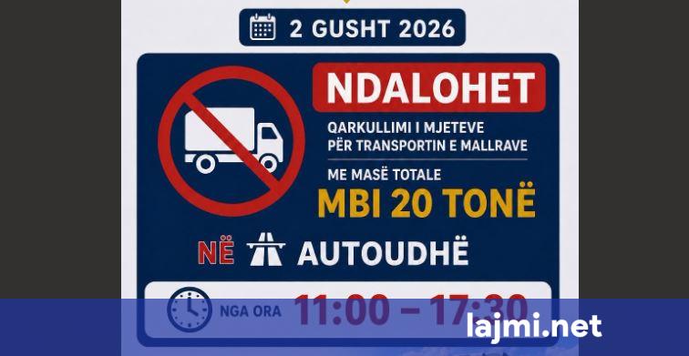 Nesër kufizohet qarkullimi i kamionëve mbi 20 tonë në autoudhët e Kosovës