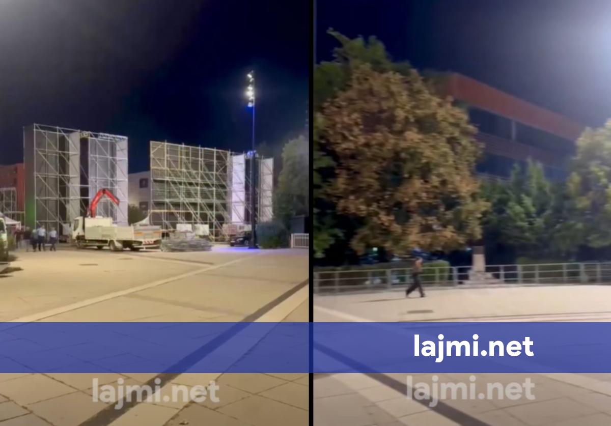 Bëhet gati vendi në sheshin e kryeqytetit për qytetarët që do ta përcjellin nesër verdiktin e Hagës  rrethohen institucionet