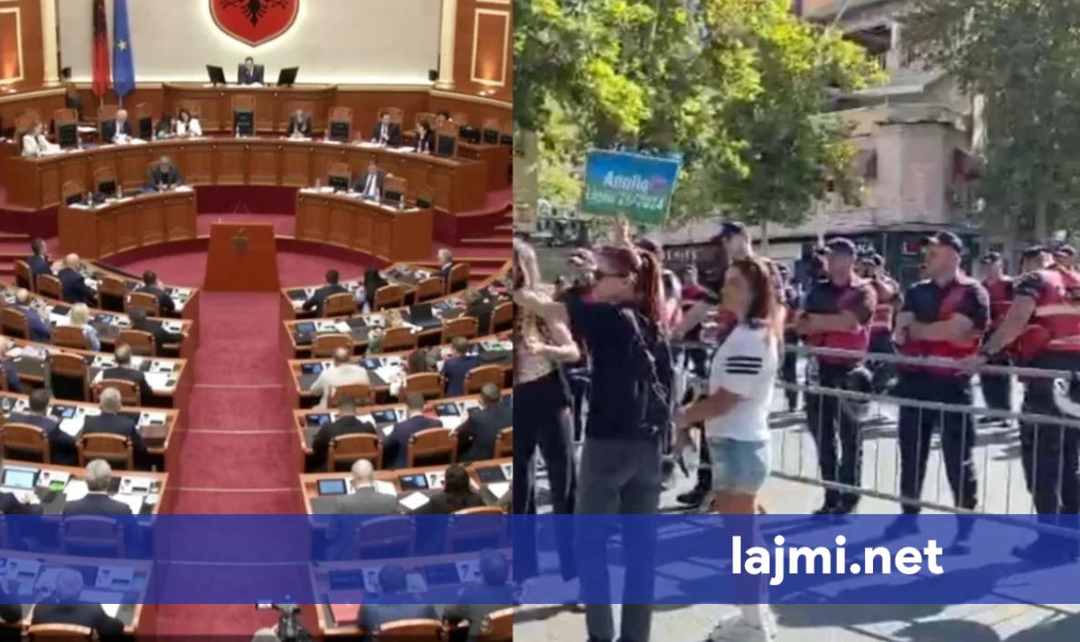 Protestuesit godasin me vezë efektivët e policisë në Shqipëri