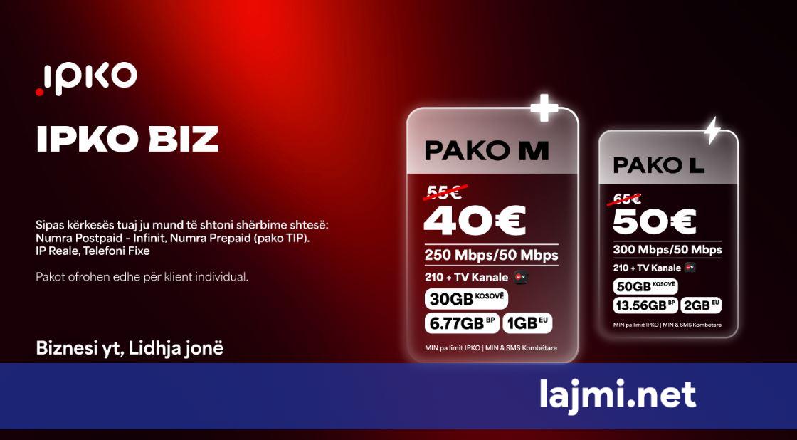 IPKO prezanton pakot e reja IPKO BIZ  Internet  TV dhe telefoni mobile  nga vetëm 40€ në muaj